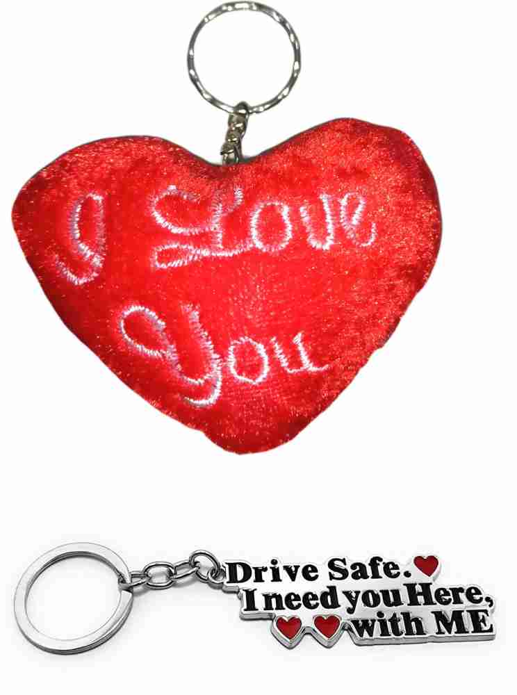 Deethyas Fashion Heart Shape I Love You Soft Fluffy Fabric Keychain And  Drive safe Metal Pack2 Key Chain Price in India - Buy Deethyas Fashion  Heart Shape I Love You Soft Fluffy
