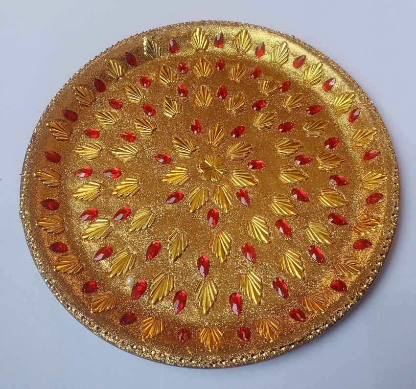 8 Goddess Lakshmi Puja Thali in Brass, Handmade