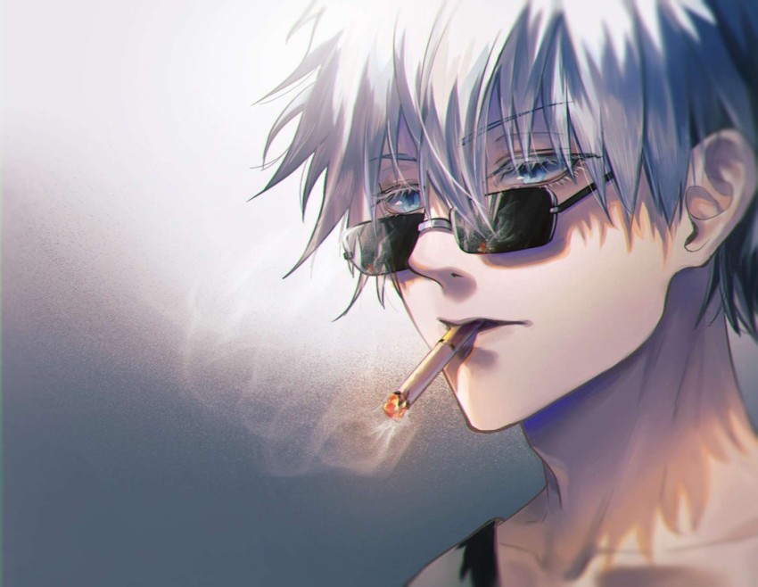 AI Image Generator Anime boy smoking in space
