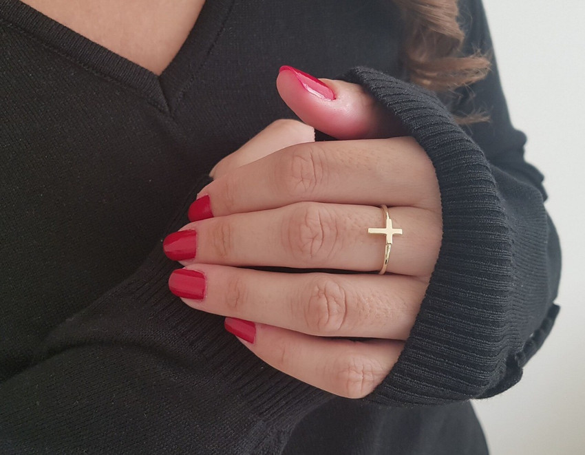 Luxury Brings Luxury Brings Dainty Cross Ring Gold Cross Ring
