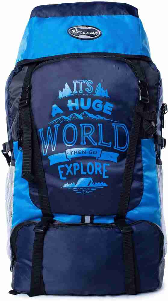 Pole Star POLESTAR Xplore 55 Ltrs Blue Hiking Rucksack with rain cover shoe compartment Rucksack 55 L Sky Blue Price in India Flipkart