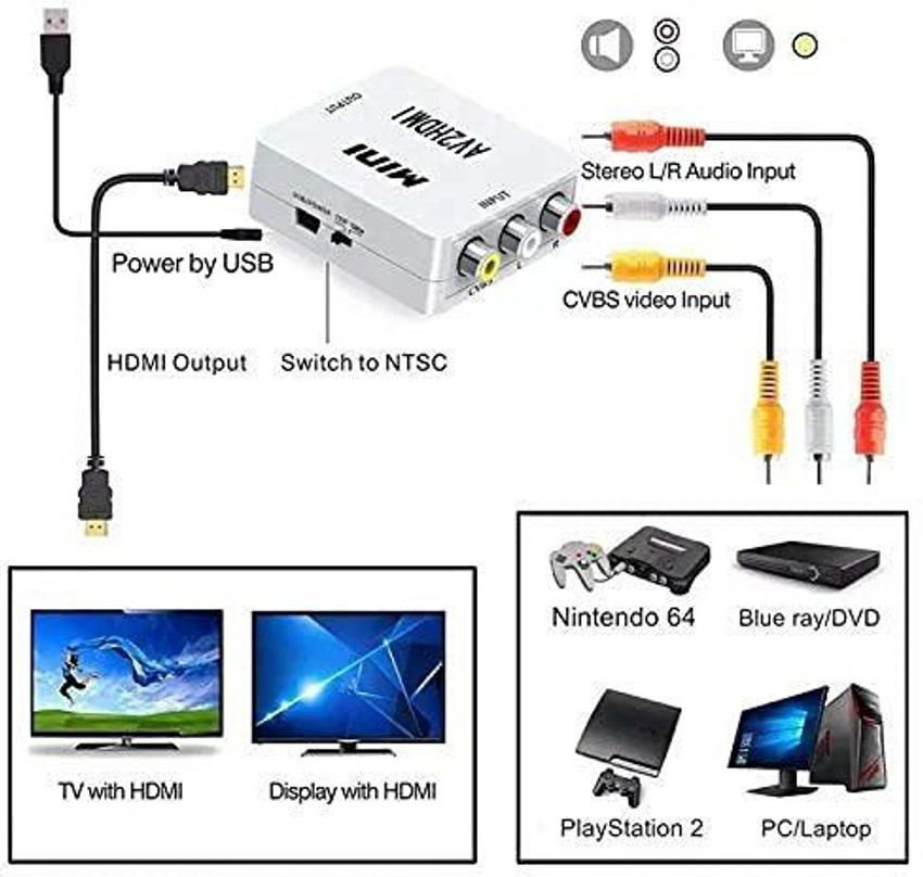 TERABYTE Mini AV Input RCA to HDMI Output HD Video Converter UP