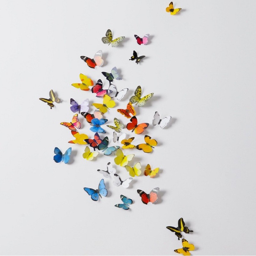 JAAMSO ROYALS 30 cm MultiColour Decorative Butterfly Wall Sticker ( 21 CM x  30 CM ) Self Adhesive Sticker Price in India - Buy JAAMSO ROYALS 30 cm  MultiColour Decorative Butterfly Wall