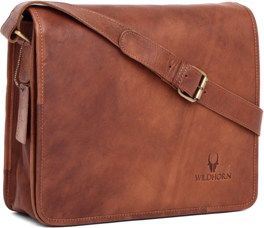 Buy WildHorn Classic Leather 10 inch Laptop Messenger Bag for Men I Office  Bags I Travel Bags I Carry Handle with Adjustable Strap I DIMENSION  L11  inch W4 inch H11 inch