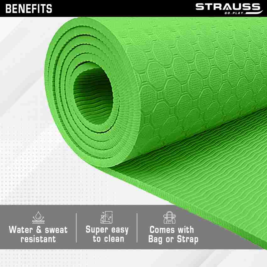 Strauss Anti Skid EVA Yoga Mat with Carry Strap, 6mm, (Orange