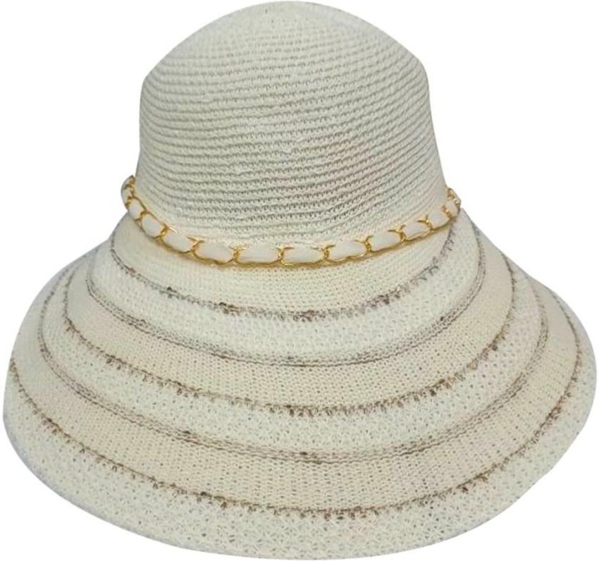 Krystle Stylish Straw Sun Hat Wide Large Brim Beach Floppy Hat-white