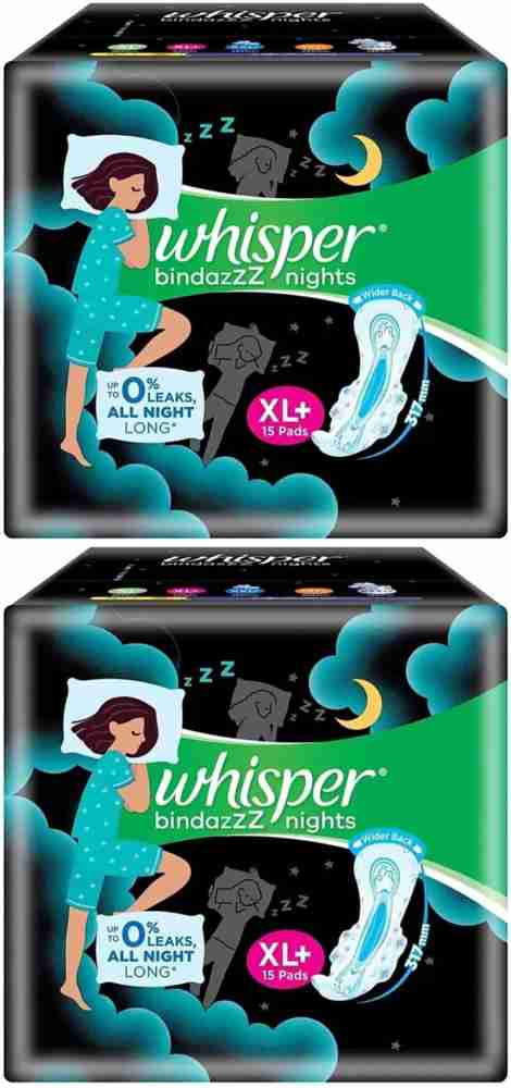 Buy Whisper Bindazzz Nights Sanitary Pads For Women, XL+ 15