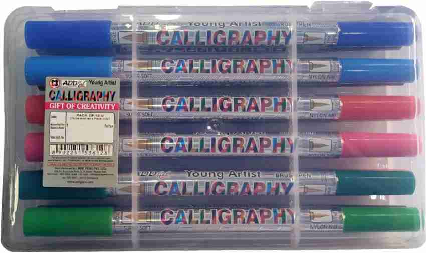 Add Gel Calligraphy Colouring Pen & Dual Tip Brush Set of 12