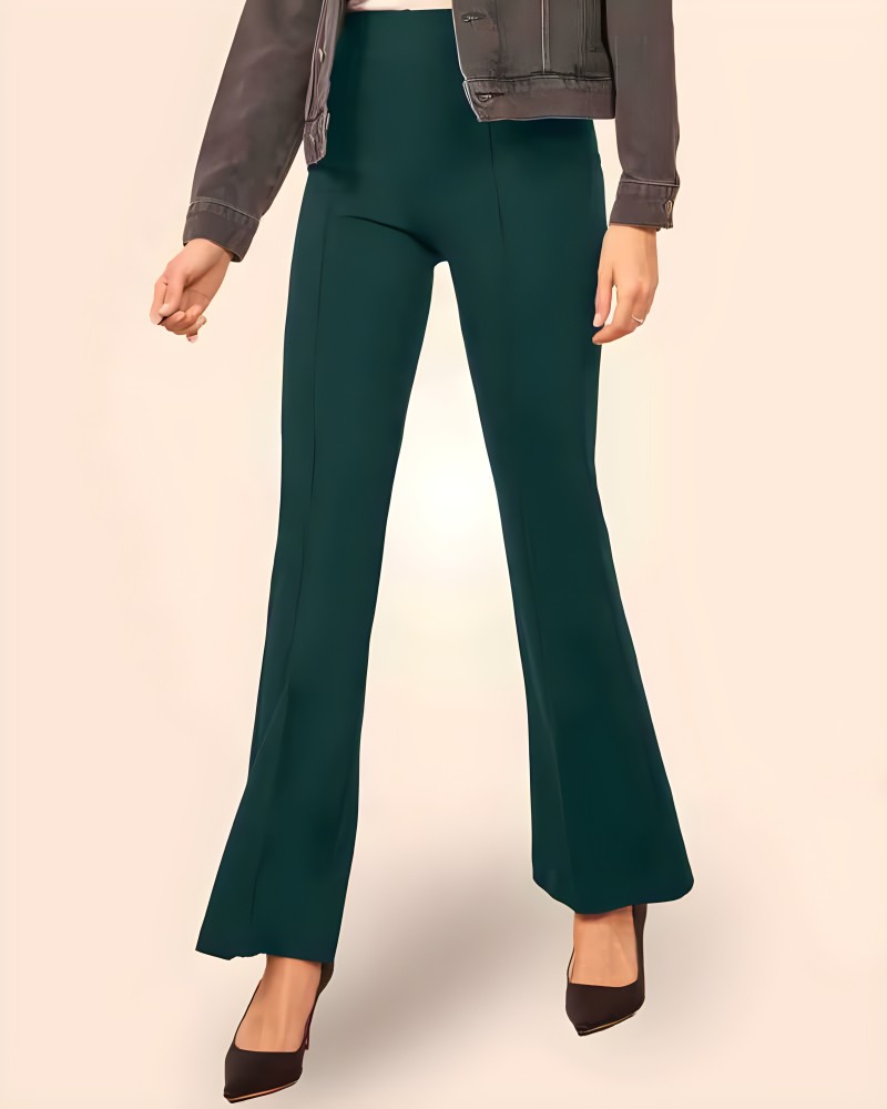 Shop Elegant Bell Bottom Trousers with Pearls Detail Online