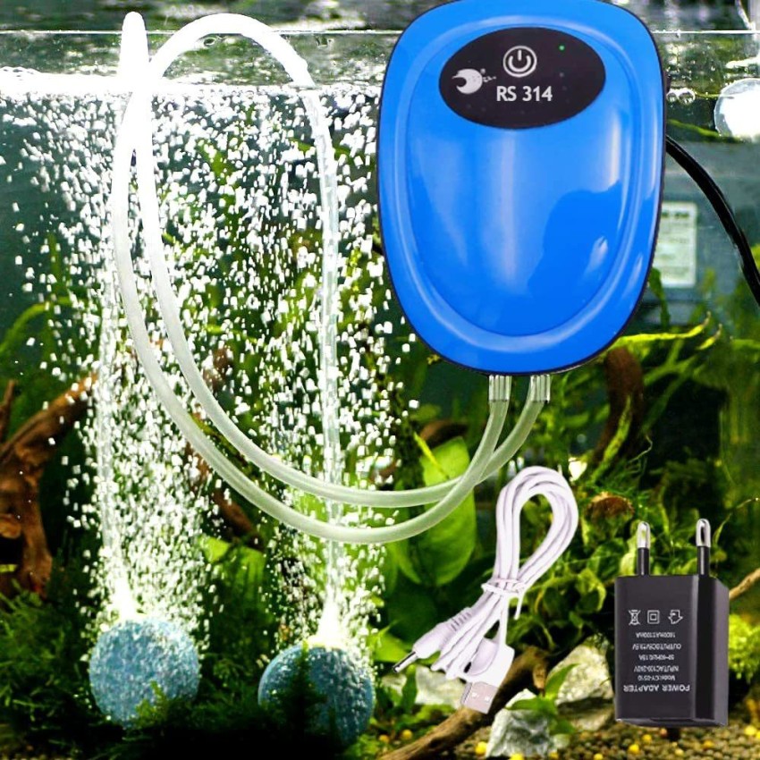 Aquarium Air Pump, USB Rechargeable Lithium Battery Powered Portable Air  Pump for Fish Tanks up to 120 Gallons, AC/DC Dual Mode Oxygen/Aerating Pump