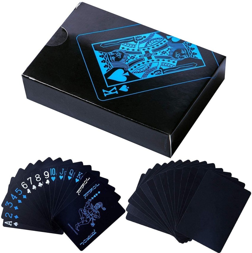 WeKonnect Black Playing Cards /Poker Cards, Waterproof PVC Plastic Blue &  Red of 54 Cards - Black Playing Cards /Poker Cards