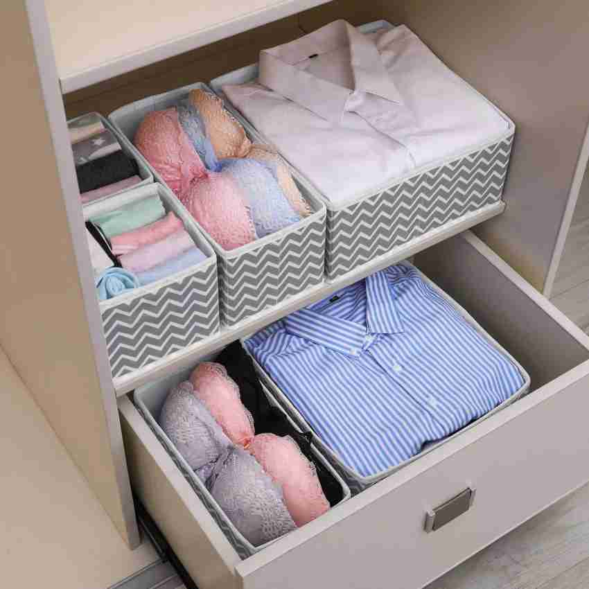  6 Pack Sock Underwear Drawer Organizer Dividers, 58 Cell  Foldable Fabric Dresser Closet Organizers and Storage Bins for Clothing,  Baby Clothes, Bra, Panty, Scarf, Ties (Grey) : Home & Kitchen