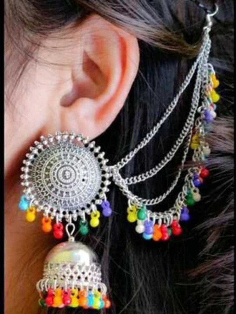 Silver multicolor earrings deals