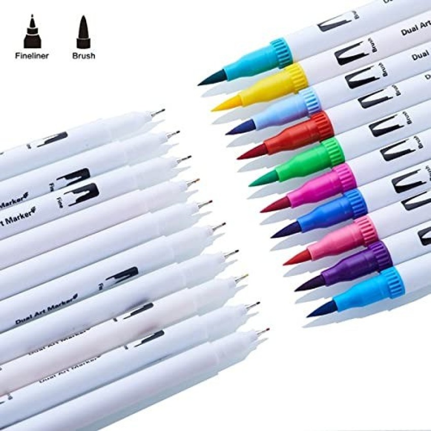 24-100 Colors Art Markers Set, Dual Tips Coloring Brush Fineliner Color  Marker Pens, Water Based Marker for Calligraphy Drawing Sketching Coloring