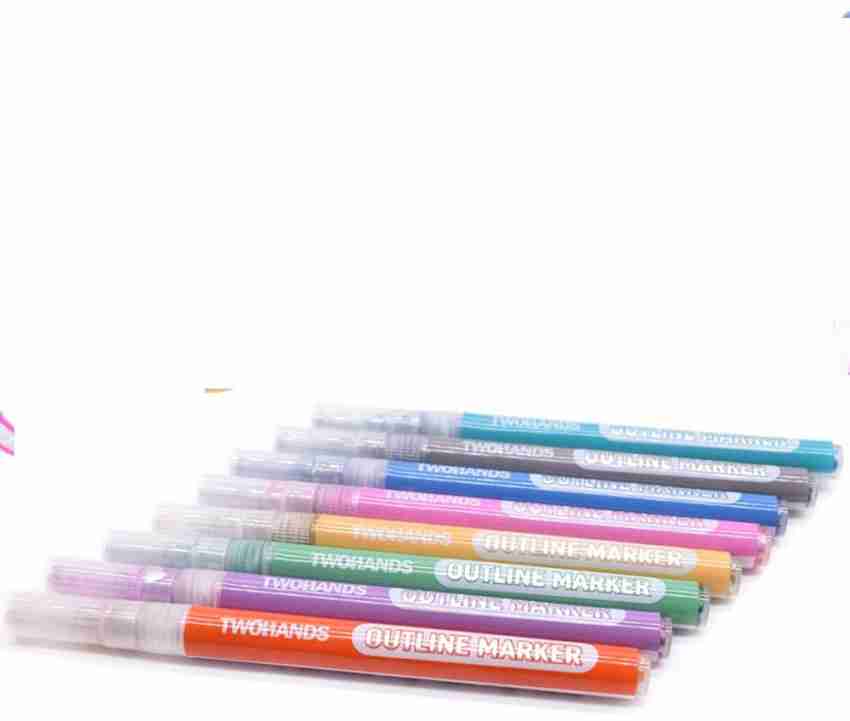 1set Double Line Metallic Markers 12color/24 Color Outline Marker Pens For  Writing Drawing Gift Cards Greeting Cards Wholesale - AliExpress