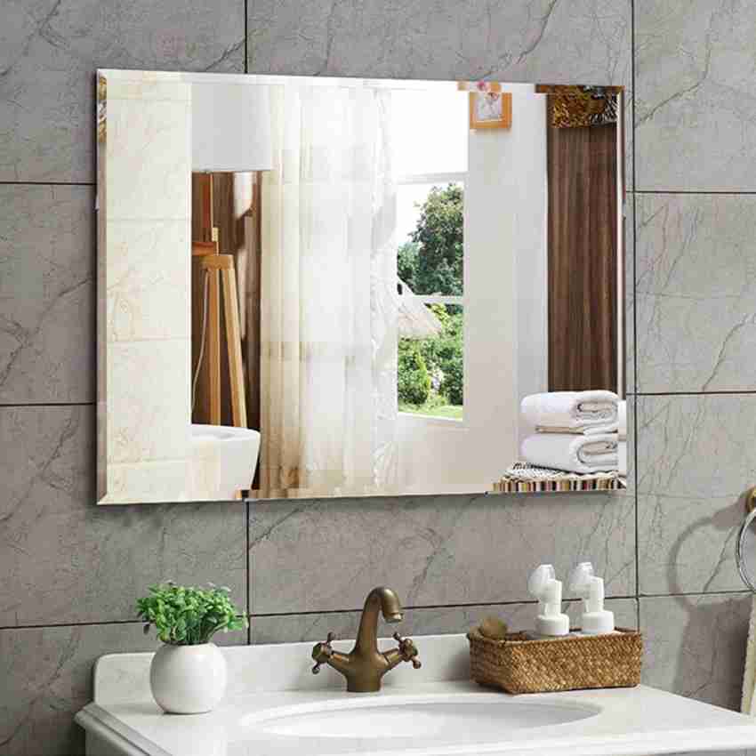 TanmicoshomyAsymmetrical Wood Bathroom Mirror for Wall 24x32 Inch