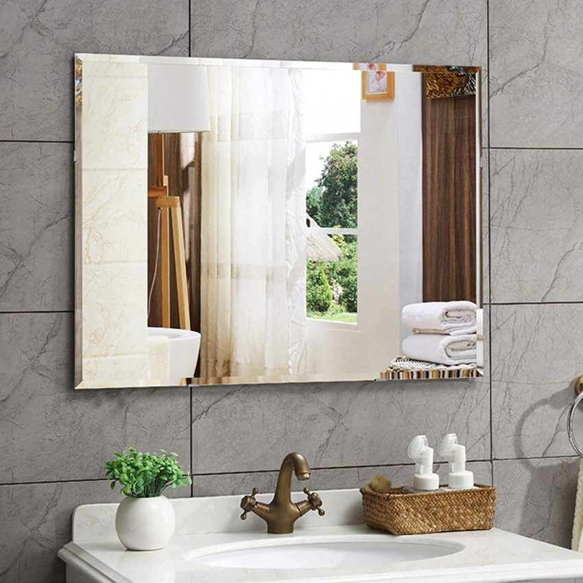 ARYAANSH Frameless Wall Mirrors for Bathroom Bevelled Bathroom Mirror