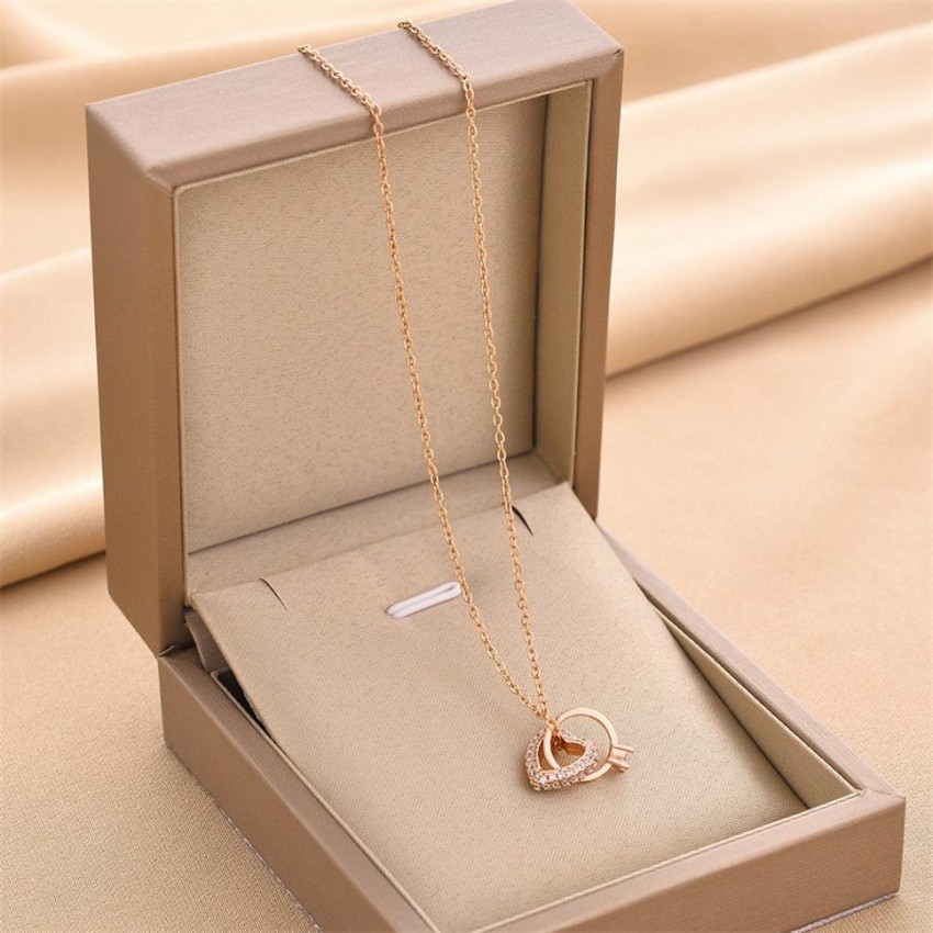 Luxury Brand Heart Pendant Necklaces Gold Plated Simple Love Copper Ring  Printed Designer Necklace Women Designer Jewelry From Ring3, $17.93