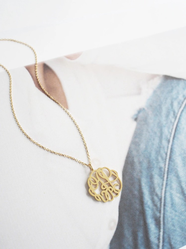 Gold plated clearance monogram necklace