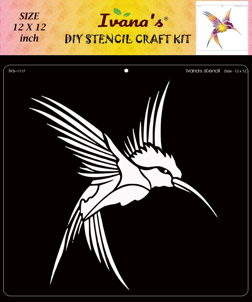 Buy Flower Bird Stencil 12x12 Inches Online