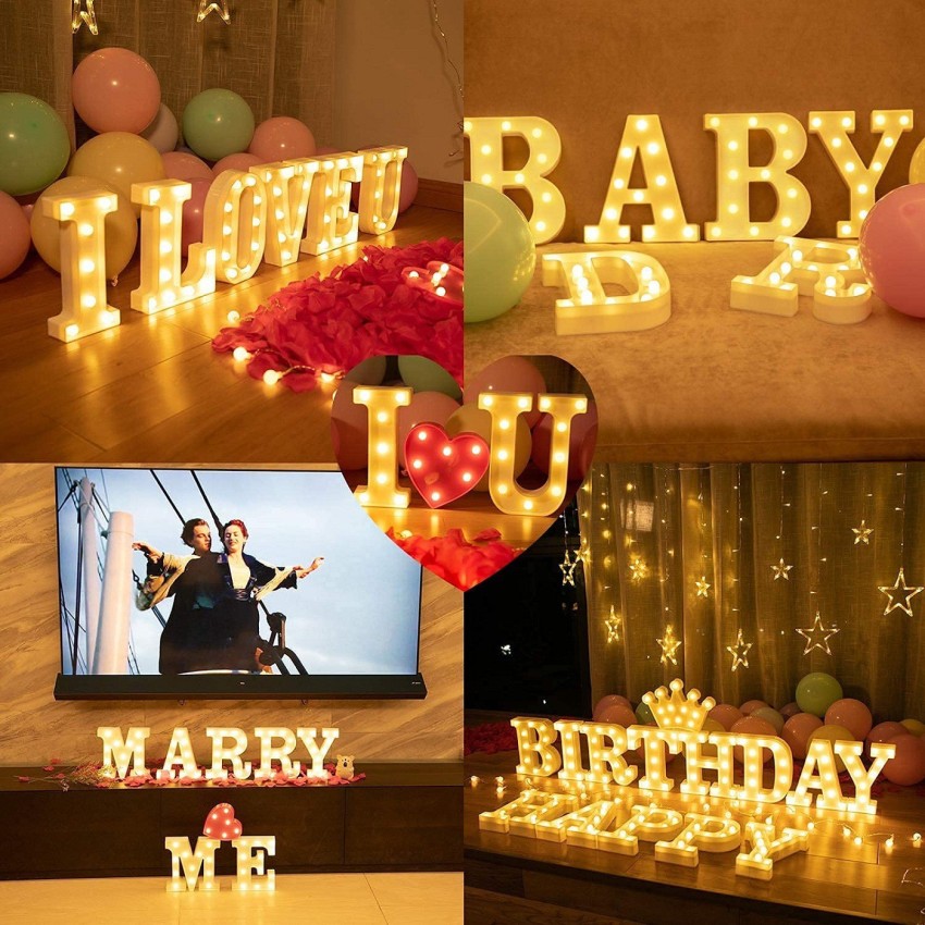 LED Letters \ LED Alphabets Battery Operated, All Letters available (A To  Z), Wedding Anniversary Decoration, Kids Birthday Party Decoration