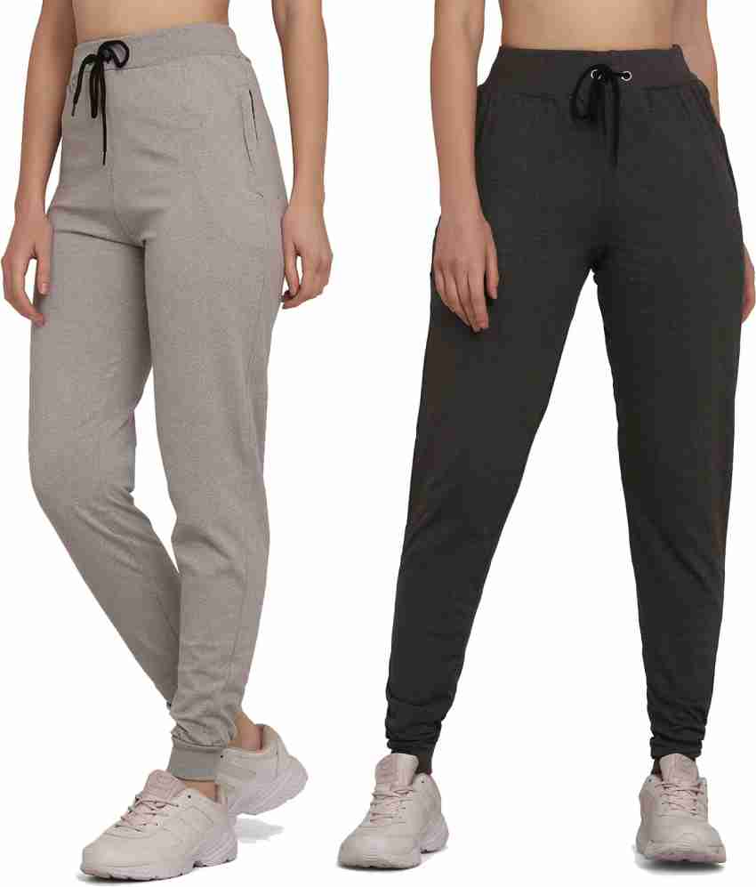 Fflirtygo Women's Solid Track Pant Black and Grey Color Combo Pack