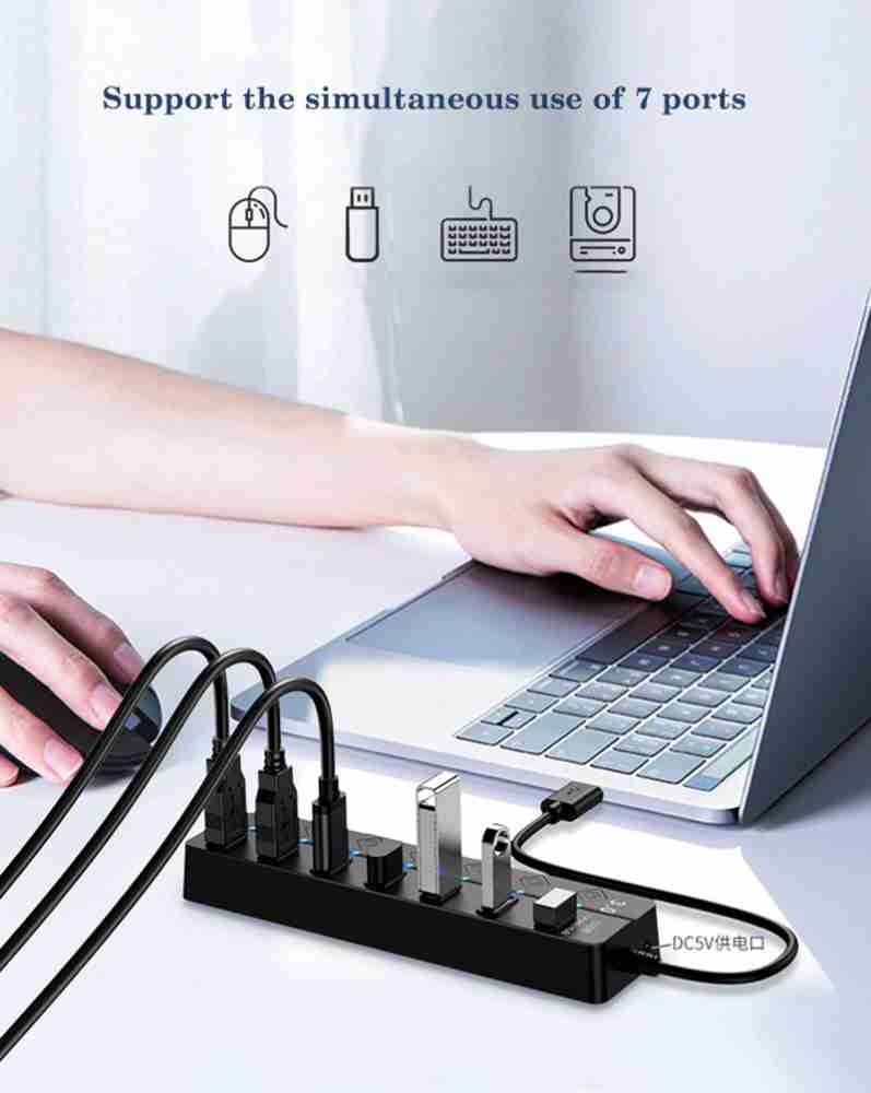 7 port Usb 3.0 Hub: High speed Data Transfer Long Cable For - Temu