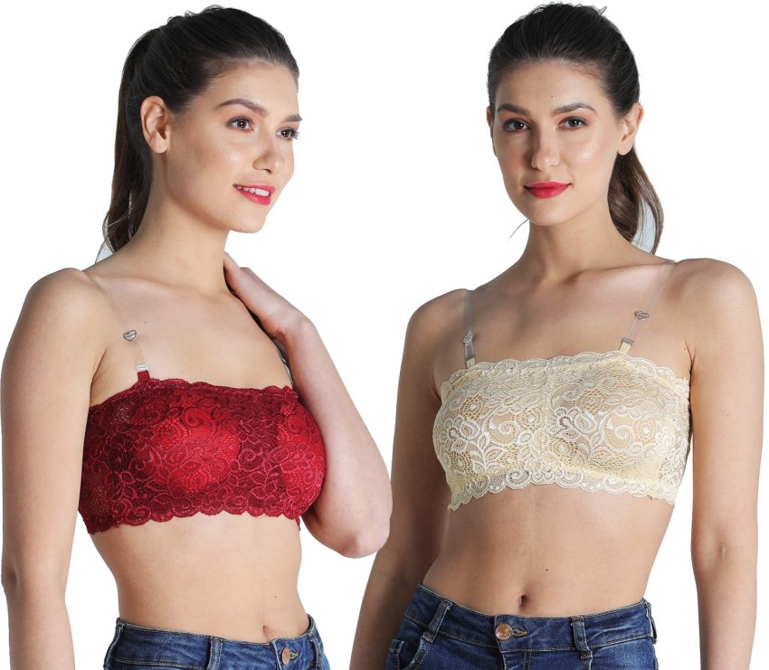 deevaz Padded Tube Bra in Poly-Lace Fabric with Removable