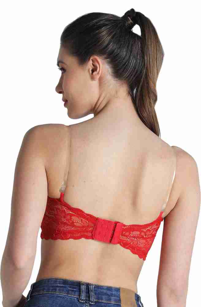 Deevaz Combo Of 2 Padded Tube Bra In Red & Black Poly-Lace Fabric With –