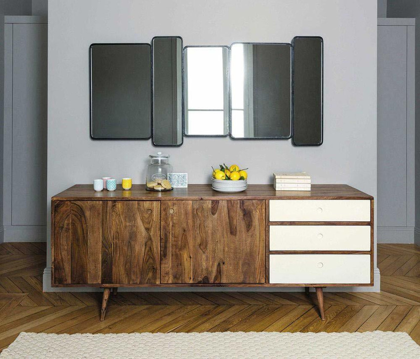 WOODSTAGE Sheesham Wood Sideboard Cabinet with 2 Door Cabinet 3