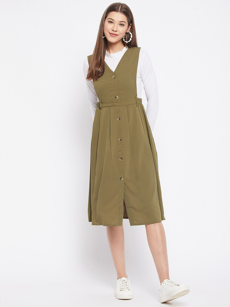 WineRed Women Pinafore Green Dress Buy WineRed Women Pinafore