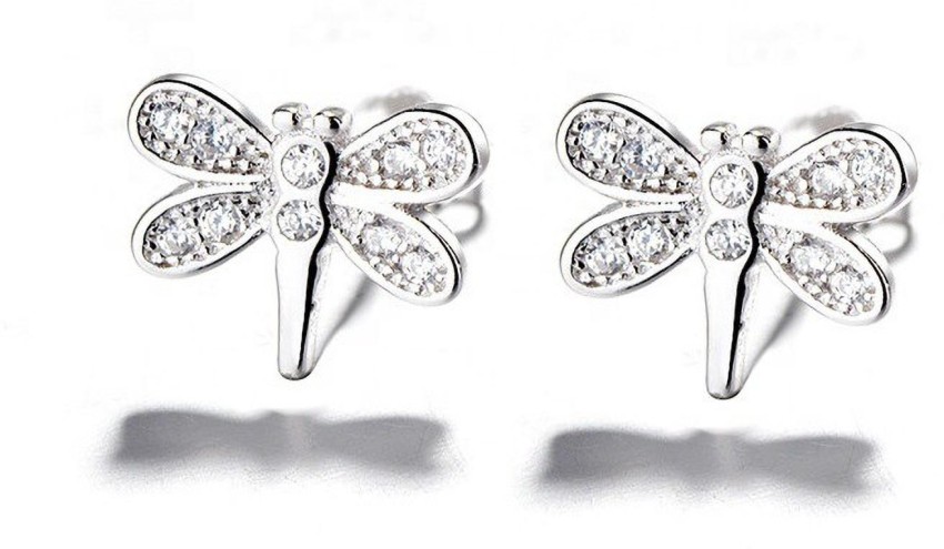 Silver Plated Fashion High Quality Crystal Stylish Daily Wear Stud Earrings  for Girls and Women from Silver Shoppee White SSER1431  Amazonin  Fashion