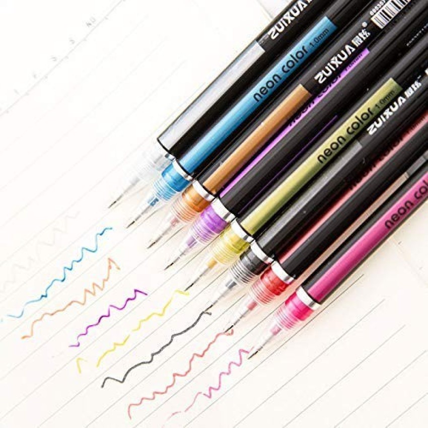 12 Pcs Metallic Glitter Highlighter Colors Gel Pens For School Office Adult  Coloring Book Journals Drawing Art Markers Promotion Pen