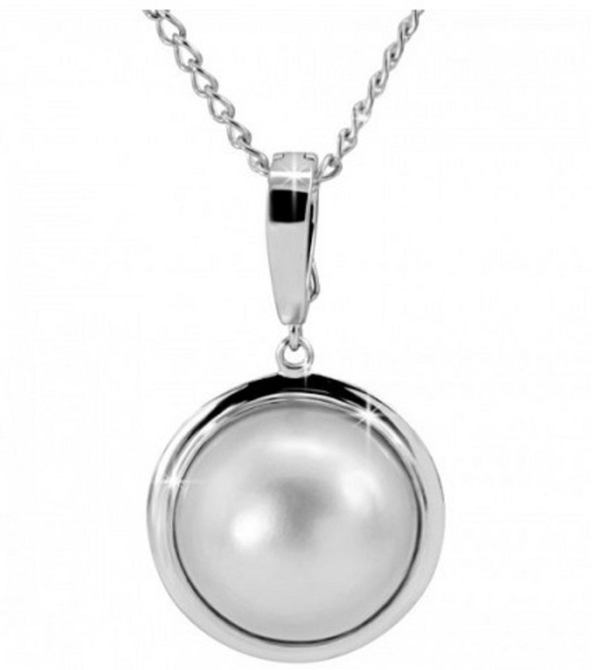 Silver Pearl & Angel Wings Pendant Necklace | Classy Women Collection