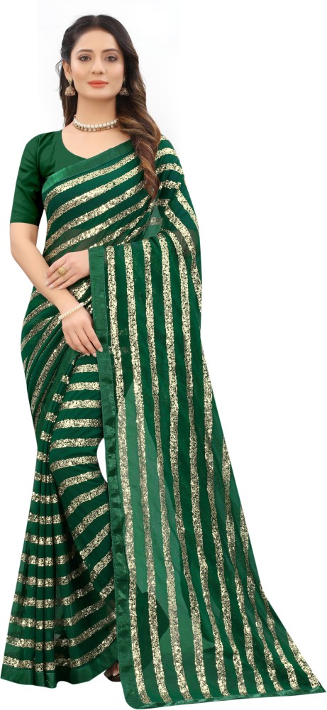 Buy Florely Striped Bollywood Georgette Black Sarees Online @ Best Price In  India