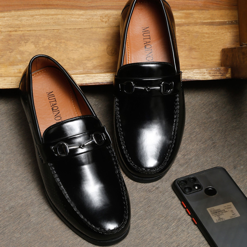 MUTAQINOTI Shiny Black Leather Patina Work Loafer Casual Shoes For Men 8 UK LXFLRBJB Loafers For Men Buy MUTAQINOTI Shiny Black Leather Patina Work Loafer Casual Shoes For Men 8 UK