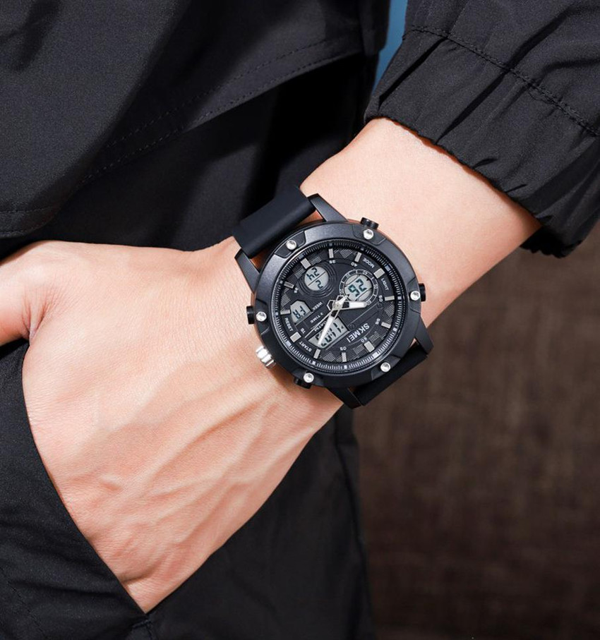 ACLIX 1757 BLACK SKMEI 1757 All Black Analog Digital Watch For Men
