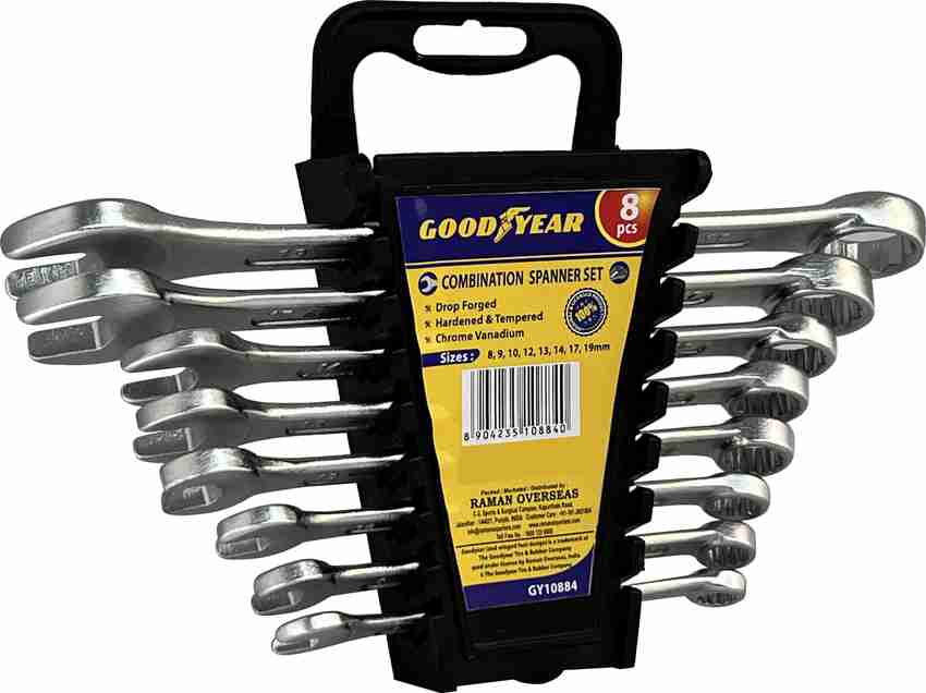 GOOD YEAR Spanner Set Spanner Set Tools Kit Combination Spanner Set 8Pc Wrench Set 8 19 mm Combination Wrench Set Wrench Set Tools CRV Chrome Finished Double Sided Combination Wrench Price