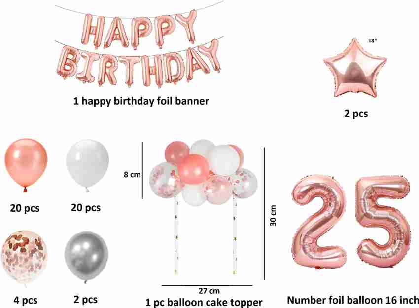 Happy 25th Birthday Banner Balloons Set for 25 Years India | Ubuy