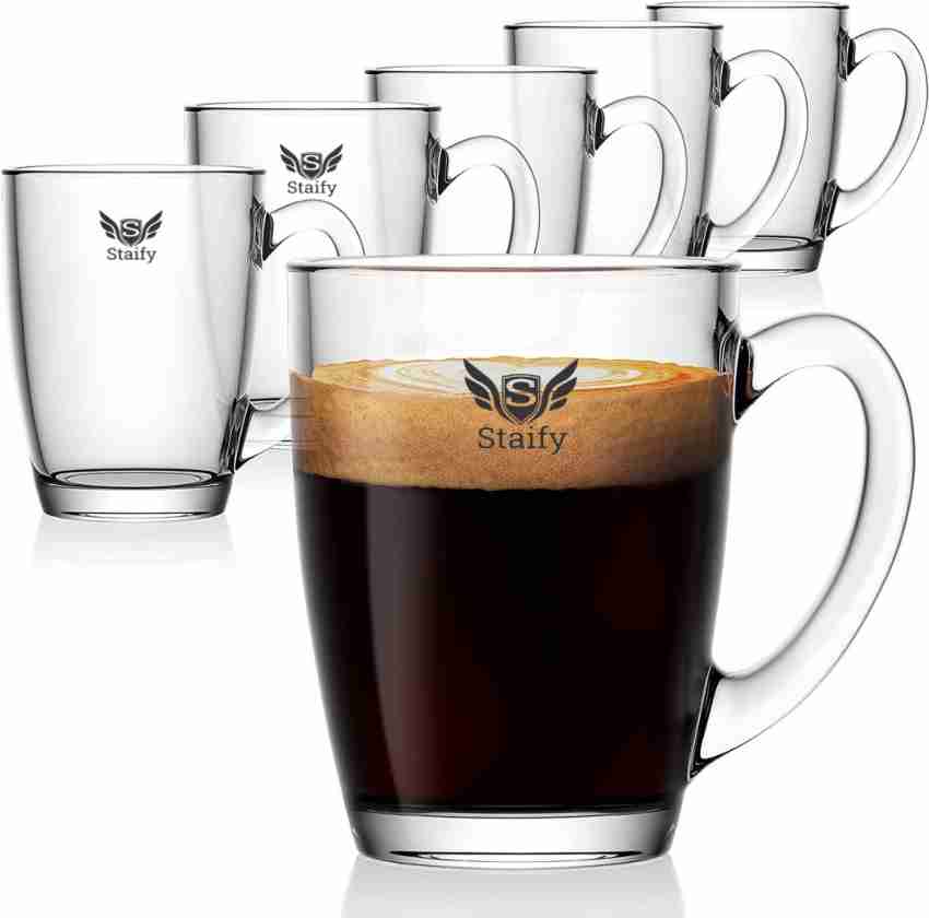 Staify Pack of 6 Glass Tea & Glass Coffee Cup Set, Plain Tea Cup With  Heavy Base, Hot Coffee Mug