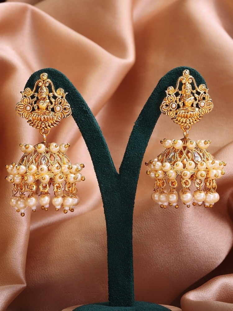 South Indian Impon Earrings Gold Plated Thick Metal Jewellery ER25683