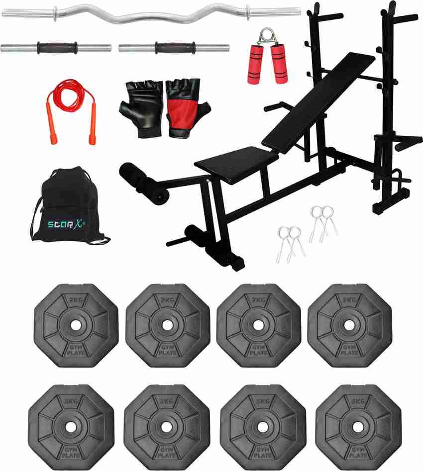 STARX HEX PVC 20KG Gym Equipment with 3Ft Curl Rod Gym Accessories and 8 in 1 Bench Dumbbell Kit Kit Buy STARX HEX PVC 20KG Gym Equipment with 3Ft Curl Rod