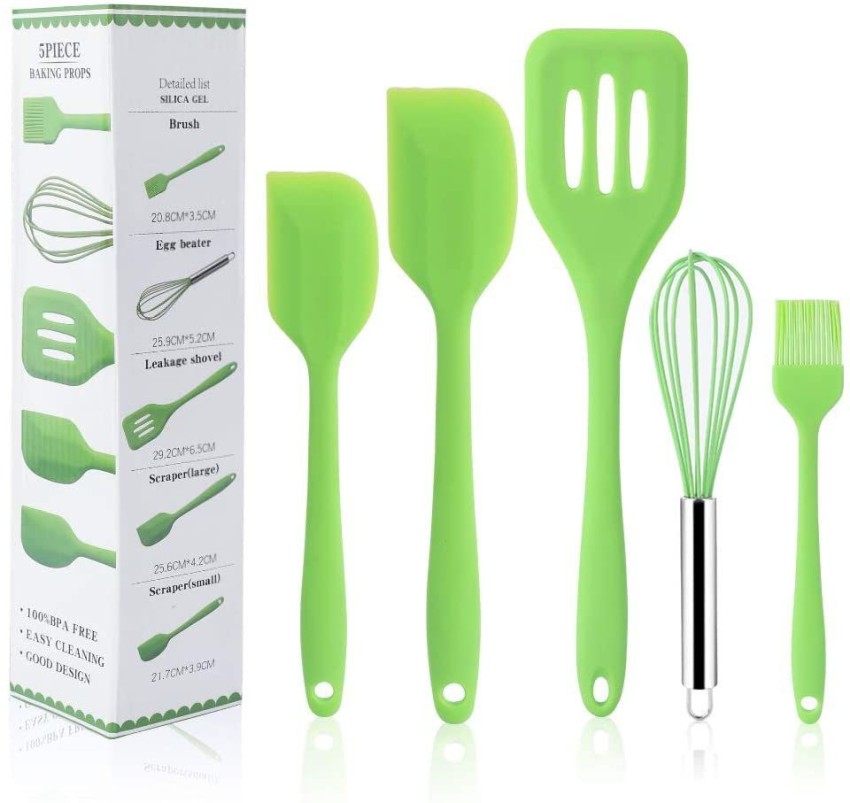 Green Silicone Kitchen Cooking Utensils - Set of 5