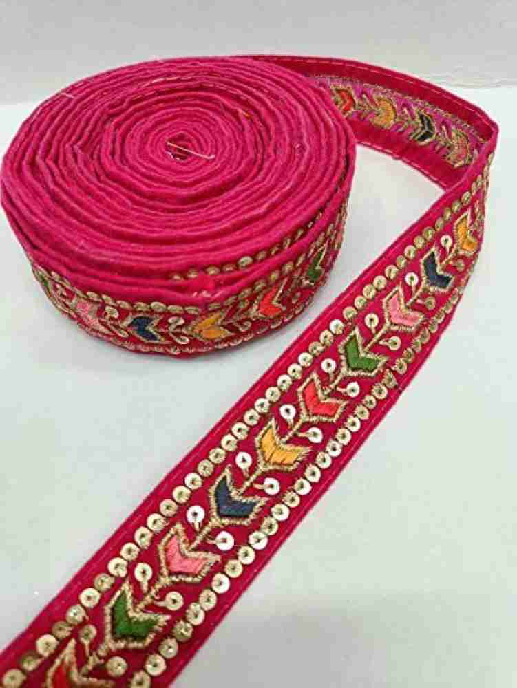 DEEP'S CREATION Beautiful Multi Colored lace Border on Velvet Fabric 9m x 1  Inch, Pink, AP1P01 Lace Reel Price in India - Buy DEEP'S CREATION Beautiful  Multi Colored lace Border on Velvet
