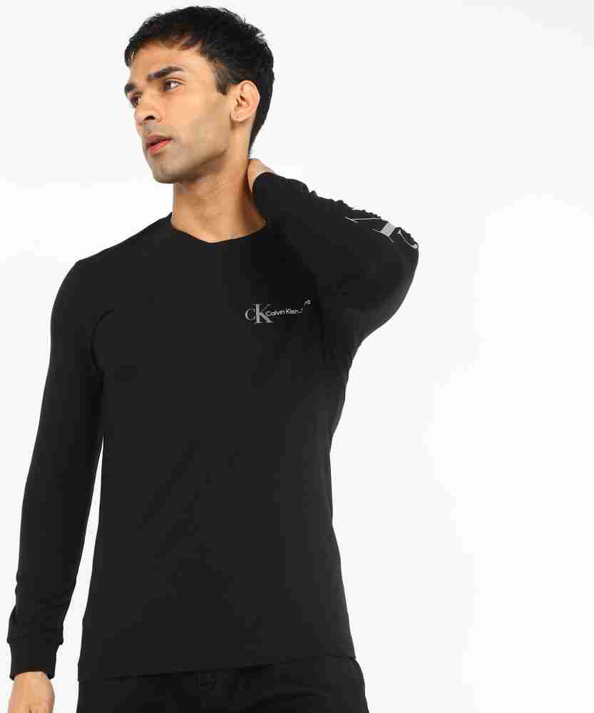Calvin Klein Jeans Printed Men Round Neck Black T-Shirt - Buy Calvin Klein  Jeans Printed Men Round Neck Black T-Shirt Online at Best Prices in India
