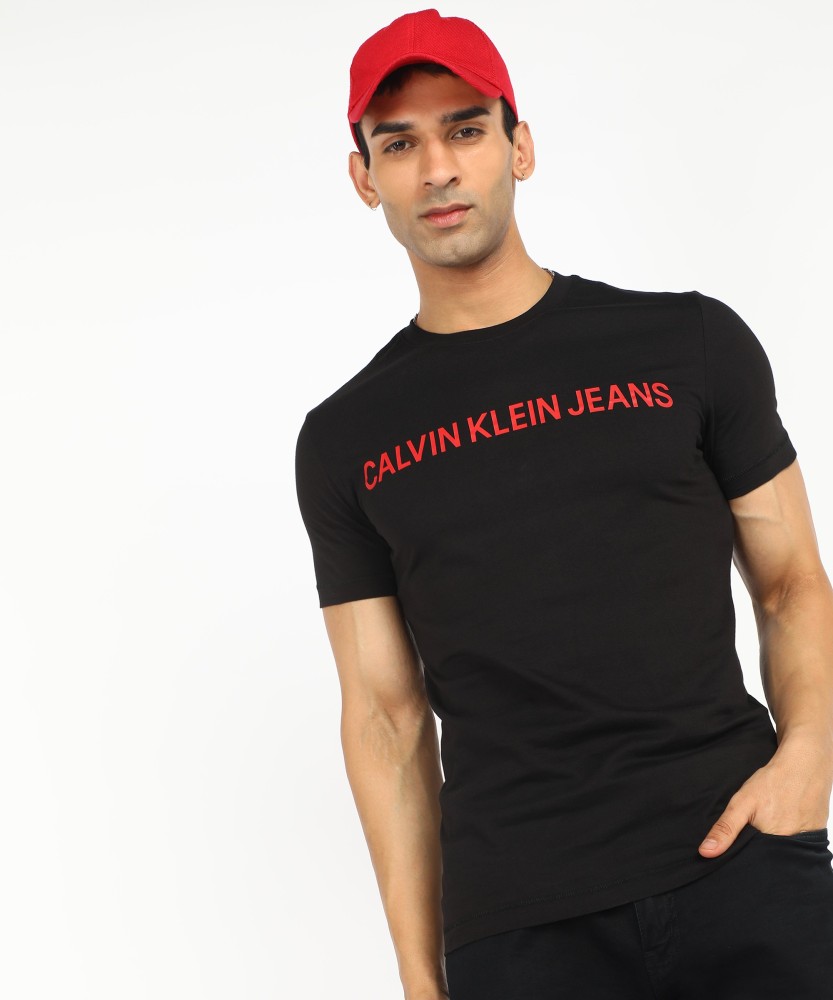 Calvin klein black and red t shirt best sale