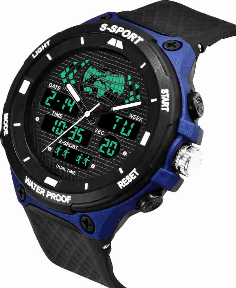 Dual time digital watch hot sale