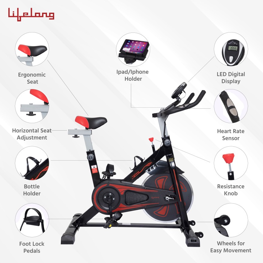 Lifelong LLF89 Fit Pro Exercise Spin Bike Upright Stationary Exercise Bike