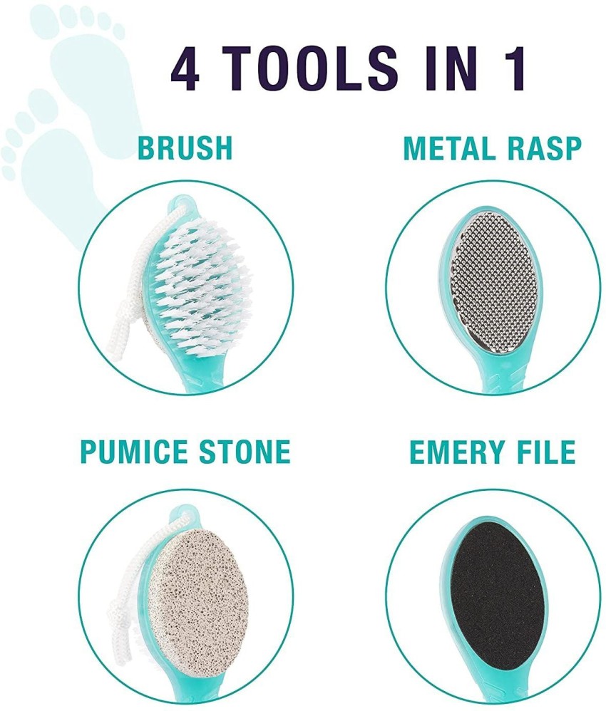 Foot Brush - 4 in 1 Brush, Foot Rasp, Pumice Stone & Foot File