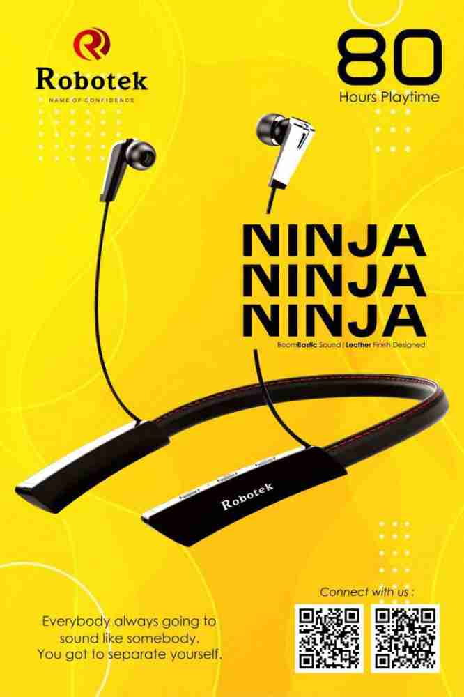 Robotek Ninja 80 Hours Playtime Bluetooth Headset Price in India